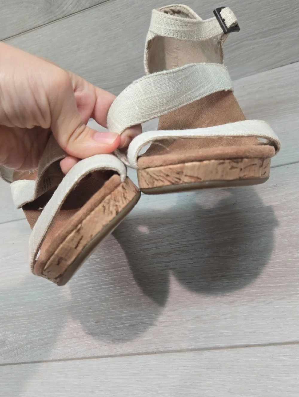 Toms Women Cork Wedge Sandals  Ankle Strap in Natural Shoes Sz 9